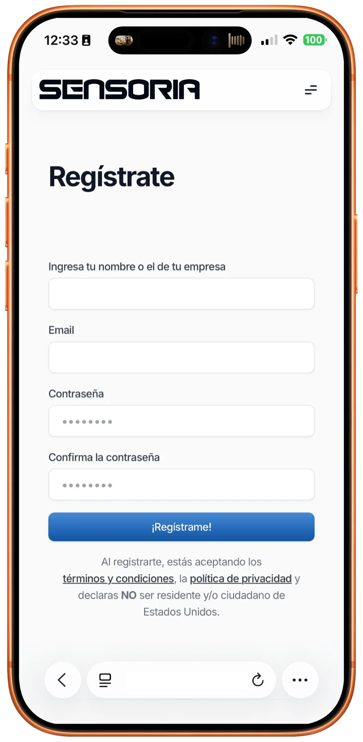 Teléfono con pantalla de registro Sensoria