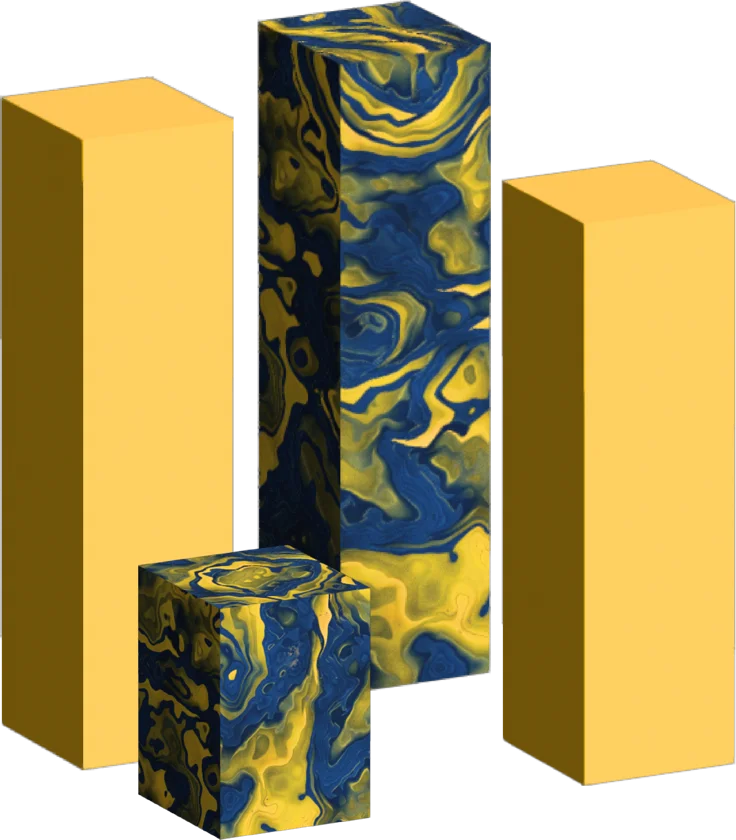 Barras 3D marmoleadas representando operativa simple